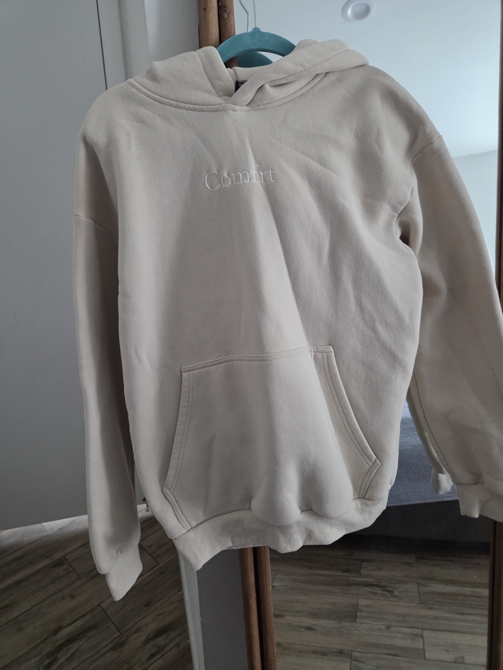 Comfort Embroidered Cream Hoodie Sweatshirt -